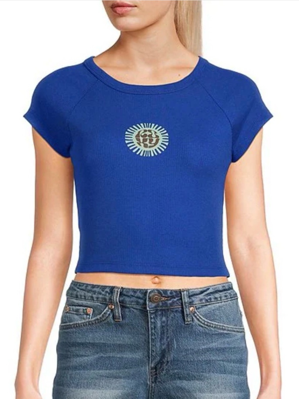 ROXY Slow Dive Raglan Sleeve Cropped T-Shirt. Size S